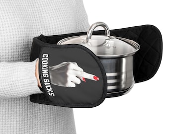 Guantes de cocina con el diseño "Cocinar apesta" / Protector de mango doble para horno