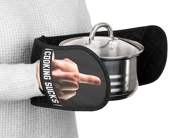 Middle Finger Hands Oven Mitts | Black Double Handle Pot Holder
