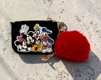 Mickey and Friends Schlüsselanhänger Kartenhalter mit Swarovski Kristallen - Reißverschlussbeutel mit Karabiner