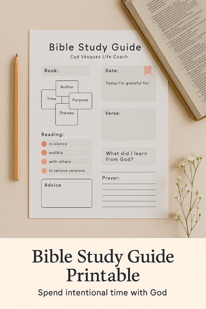 Bible Study Guide Printable | Christian Journal for Women | Faith-based ...