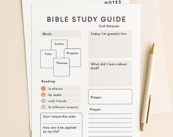 Bible Study Guide Printable | Christian Journal for Women | Faith-Based Digital Download