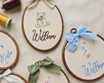 Personalized Embroidered Baby Name Announcement, Newborn Name Announcement, Hospital Name Announcement, Gender Neutral Keepsake