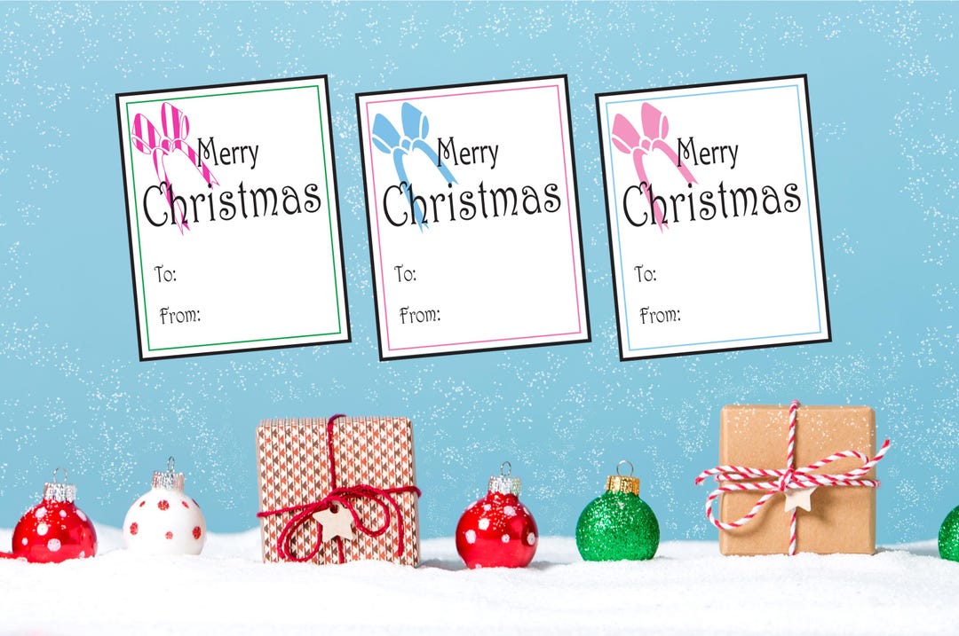 Printable Christmas Gift Tags With Pink, Blue, and Candy Cane Striped ...
