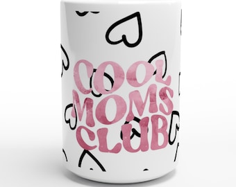 Cool Moms Club Mug | Mother's Day Gift for Mom | Large Ceramic Mug 440 ml | Gift for Cool Moms | Mom Coffee Mug