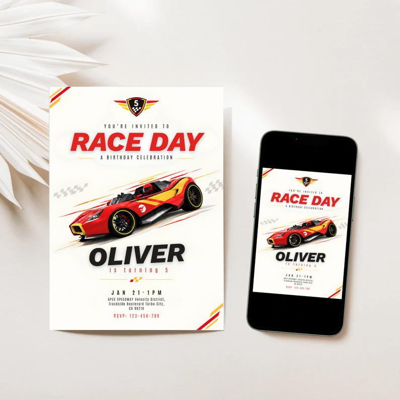 Hot Wheels 5th Birthday Invitation Canva Template, Editable Racing Car ...