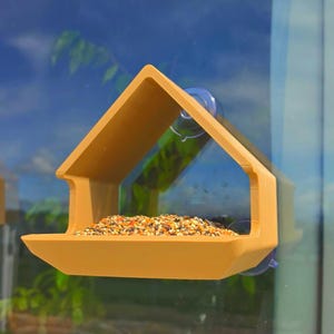 STL file. Large tray window mounted bird feeder .stl