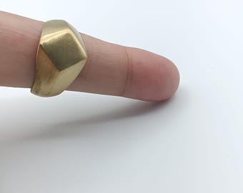 Verstelbare geometrische ring van ruw messing, vintage uniseks ontwerp