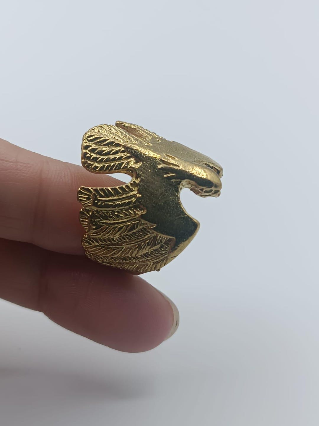 Handmade , Adjustable ,statement ,brass Eagle Head Bird Figurine Ring ...
