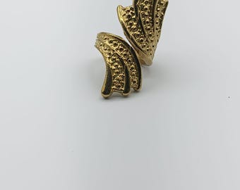 Handmade Adjustable Raw Brass Ring, Vintage Unisex Jewelry
