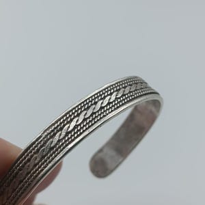 Antique Silver Plated , Handmade ,Adjustable ,Textured , Engraved Brass Cuff , Boho  Pattern, Wicker , Knitting ,  Bracelet