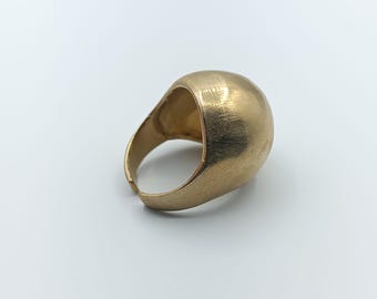 Handgemaakte verstelbare ring van ruw messing, vintage sculpturaal ontwerp