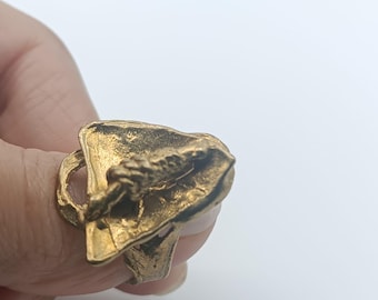Messing statementring, verstelbare geometrische boho-sieraden