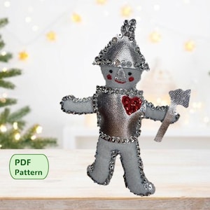 Patrón de adorno de fieltro del Hombre de Hojalata – Inspirado en el Mago de Oz, Costura para principiantes (Patrón en PDF)