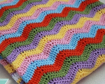 Crochet Pattern - Simple Ripple Baby Blanket (Pattern No. 014) - INSTANT DIGITAL DOWNLOAD