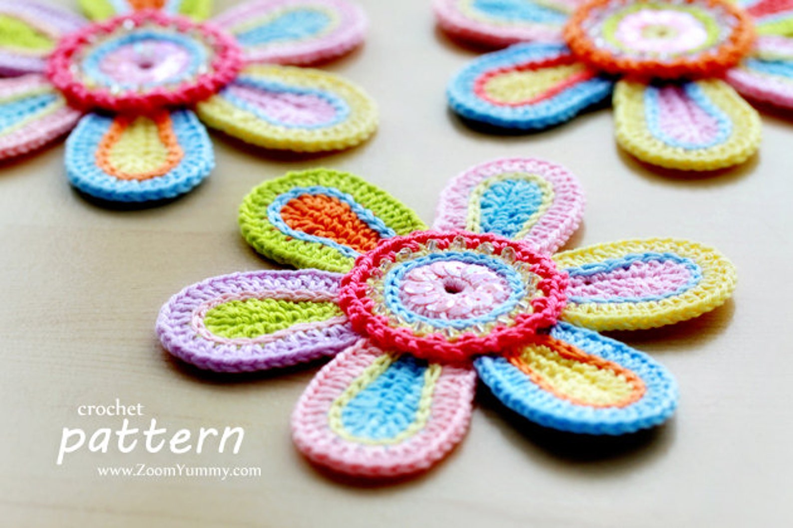 Crochet Pattern Colorful Crochet Flower pattern No. 059 Etsy