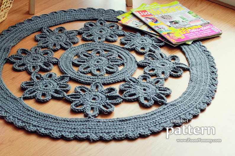 Crochet Pattern Crochet Flower Rug Pattern No. 060 Etsy