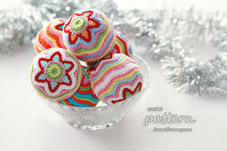 Crochet Pattern Colorful Christmas Star Ball Pattern No. 011 INSTANT DIGITAL DOWNLOAD image 2