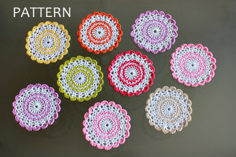 Crochet Pattern Sweet Crochet Coasters Pattern No. 032 INSTANT DIGITAL DOWNLOAD image 2