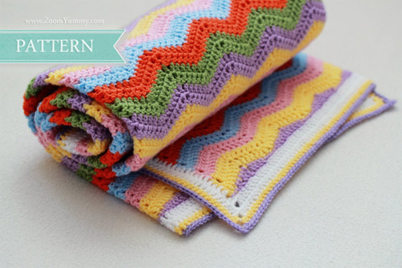 Crochet Pattern Simple Ripple Baby Blanket pattern No. 014 INSTANT