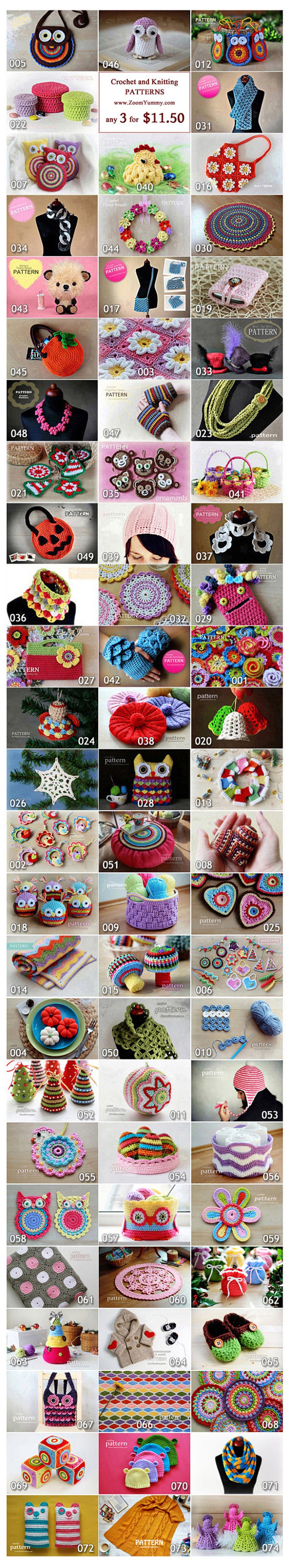 Crochet Patterns Pick Any 3 Crochet and Knitting Patterns Bundle image 1