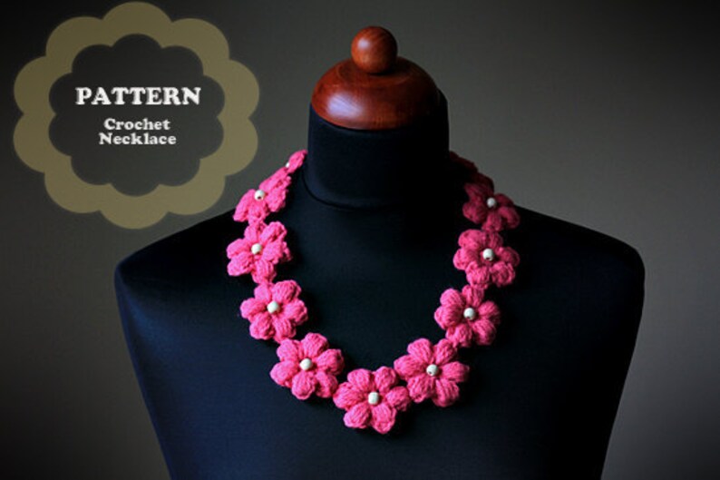 Crochet Pattern Crochet Flower Necklace Pattern No. 048 INSTANT DIGITAL DOWNLOAD image 1