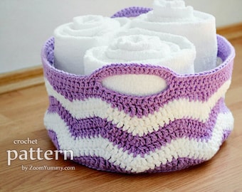 Crochet Pattern - Ripple Basket (Pattern No. 056) - INSTANT DIGITAL DOWNLOAD