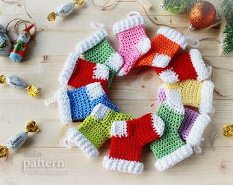 Crochet Pattern - Crochet Christmas Stocking Ornaments (Pattern No. 013) - INSTANT DIGITAL DOWNLOAD