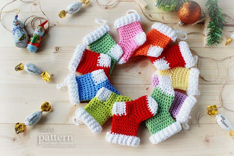 Crochet Pattern Crochet Christmas Stocking Ornaments Pattern No. 013 INSTANT DIGITAL DOWNLOAD image 1