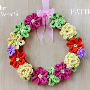 Crochet Pattern Crochet Flower Wreath Pattern No. 044 INSTANT DIGITAL DOWNLOAD image 1