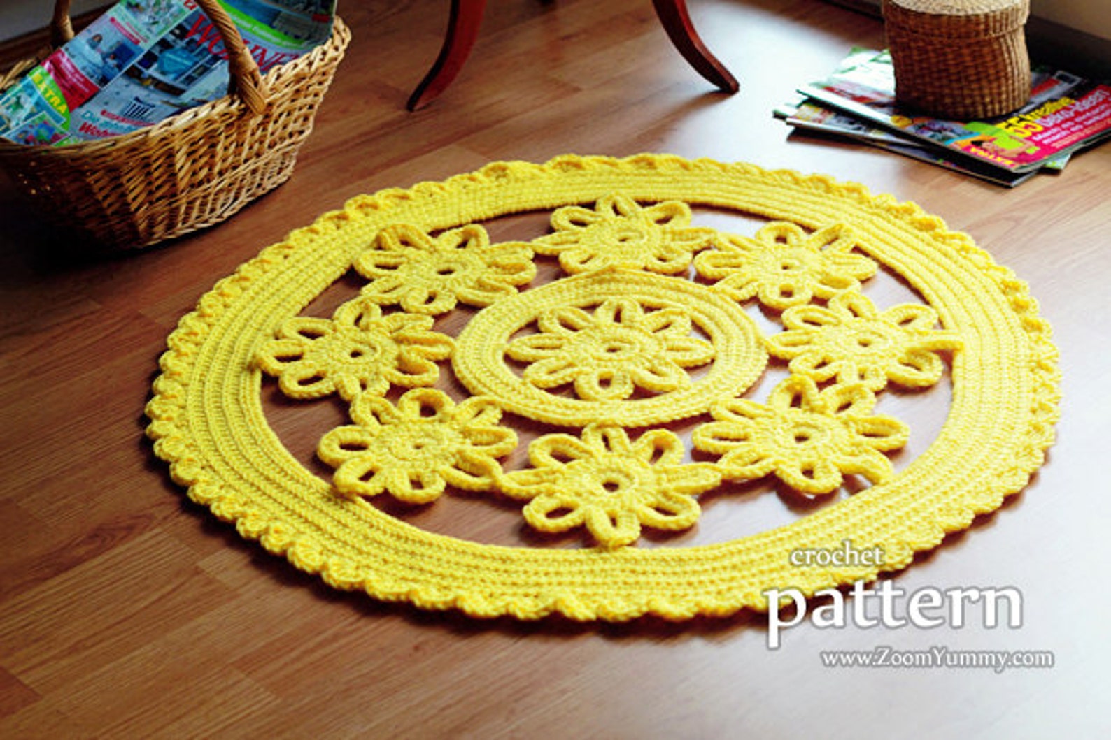 Crochet Pattern Crochet Flower Rug pattern No. 060 Etsy