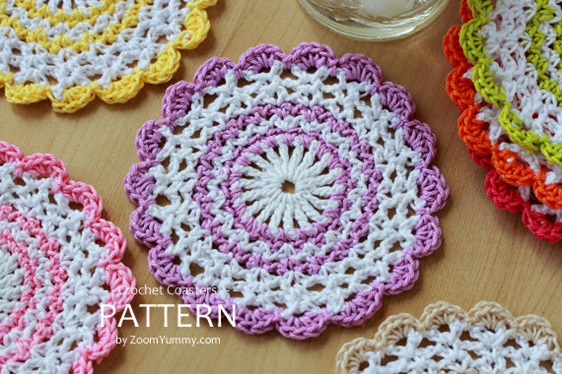 Crochet Pattern Sweet Crochet Coasters Pattern No. 032 INSTANT DIGITAL DOWNLOAD image 1