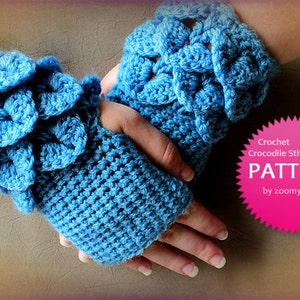 Crochet Pattern Crochet Crocodile Stitch Fingerless Gloves Pattern No. 042 INSTANT DIGITAL DOWNLOAD image 1