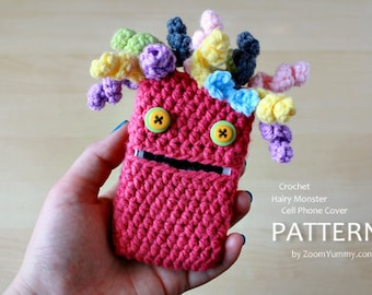 Crochet Pattern - Hairy Monster Cell Phone Cover (Pattern No. 029) - INSTANT DIGITAL DOWNLOAD