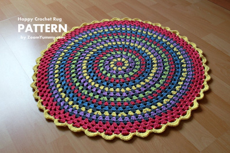 Crochet Pattern Happy Crochet Rug Pattern No. 030 INSTANT DIGITAL DOWNLOAD image 2