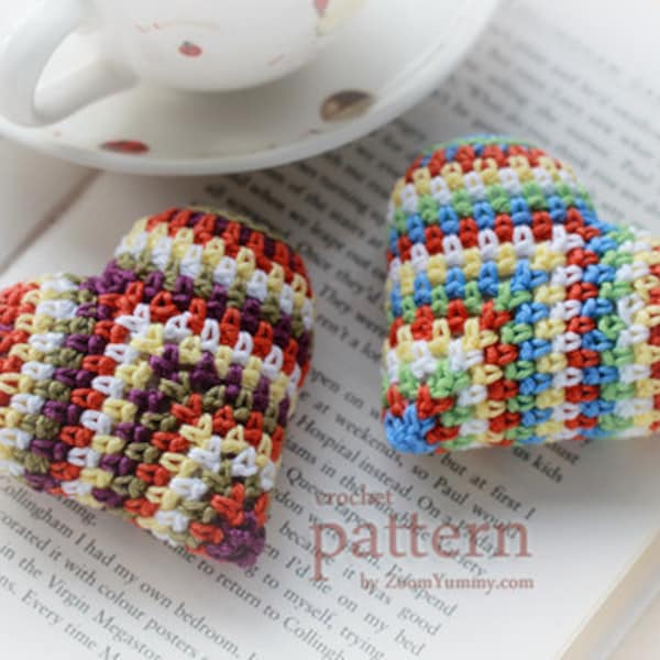 Crochet Pattern - Happy Colorful Crochet Heart (Pattern No. 008)  - INSTANT DIGITAL DOWNLOAD