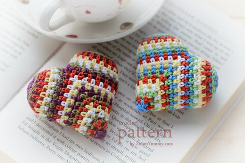 Crochet Pattern Happy Colorful Crochet Heart Pattern No. 008 INSTANT DIGITAL DOWNLOAD image 1