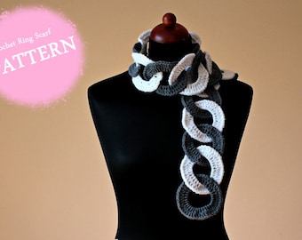 Crochet Pattern - Crochet Ring Scarf (Pattern No. 034) - INSTANT DIGITAL DOWNLOAD