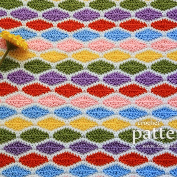 Crochet Pattern - A Million Diamonds Blanket (Pattern No. 066) - Pattern With Detailed Step-By-Step Photos - INSTANT DIGITAL DOWNLOAD