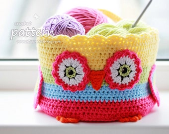 Crochet Pattern - Owl Basket (Pattern No. 057) - INSTANT DIGITAL DOWNLOAD