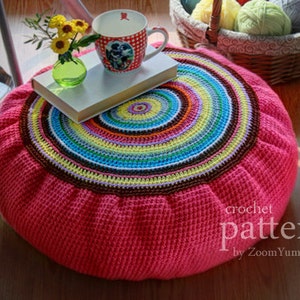 Crochet Pattern Colorful Crochet Floor Cushion Pattern No. 051 INSTANT DIGITAL DOWNLOAD image 1