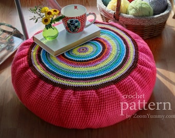 Crochet Pattern  - Colorful Crochet Floor Cushion (Pattern No. 051) - INSTANT DIGITAL DOWNLOAD