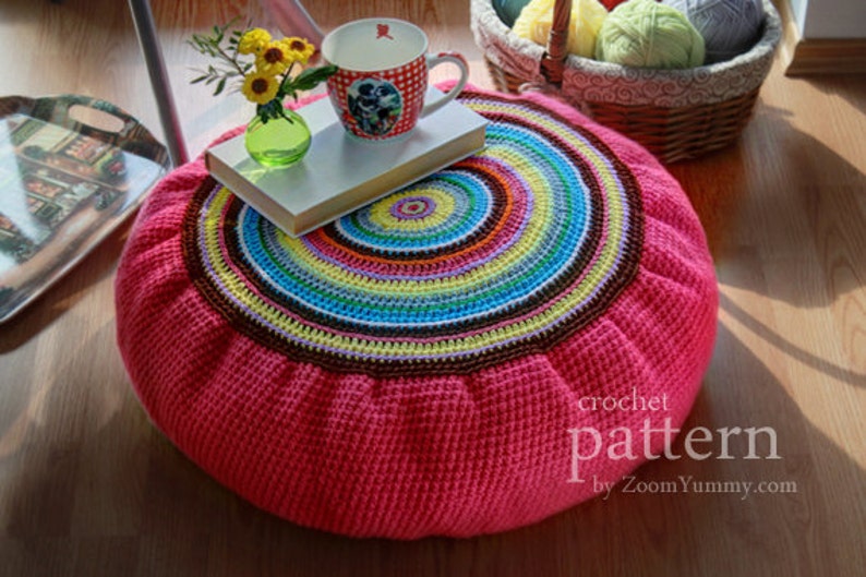 Crochet Pattern  - Colorful Crochet Floor Cushion (Pattern No. 051) - INSTANT DIGITAL DOWNLOAD 