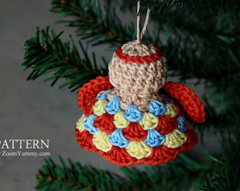 Crochet Pattern - Crochet Christmas Granny Angel Ornaments (Pattern No. 024) - INSTANT DIGITAL DOWNLOAD