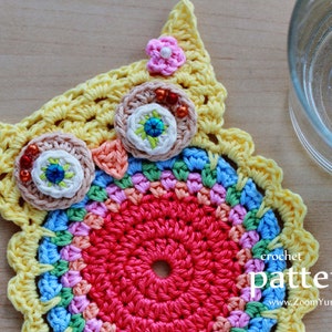 Crochet Pattern Crochet Owl Coasters, Appliques Pattern No. 058 INSTANT DIGITAL DOWNLOAD image 5