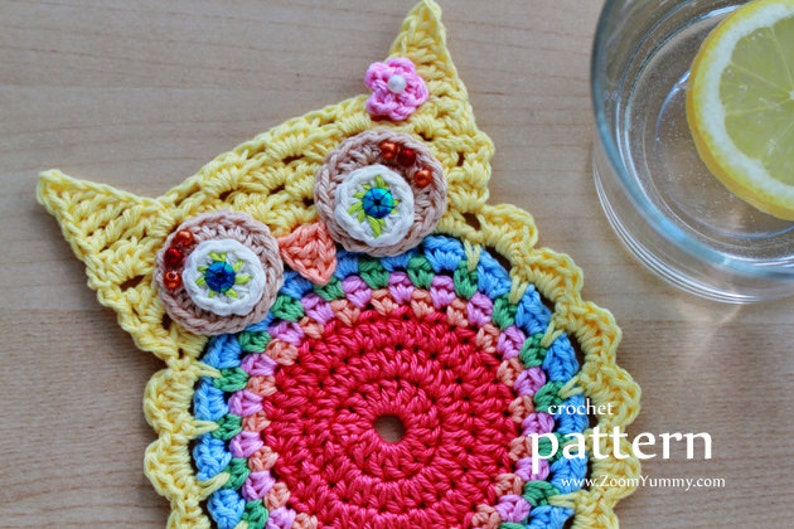 Crochet Pattern Crochet Owl Coasters, Appliques Pattern No. 058 INSTANT DIGITAL DOWNLOAD image 5