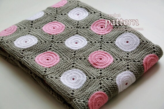 Polka dot crochet blanket sale
