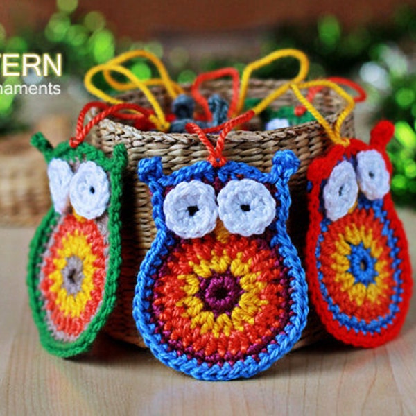 Crochet Pattern - Crochet Owl Ornaments (Pattern No. 012) - INSTANT DIGITAL DOWNLOAD