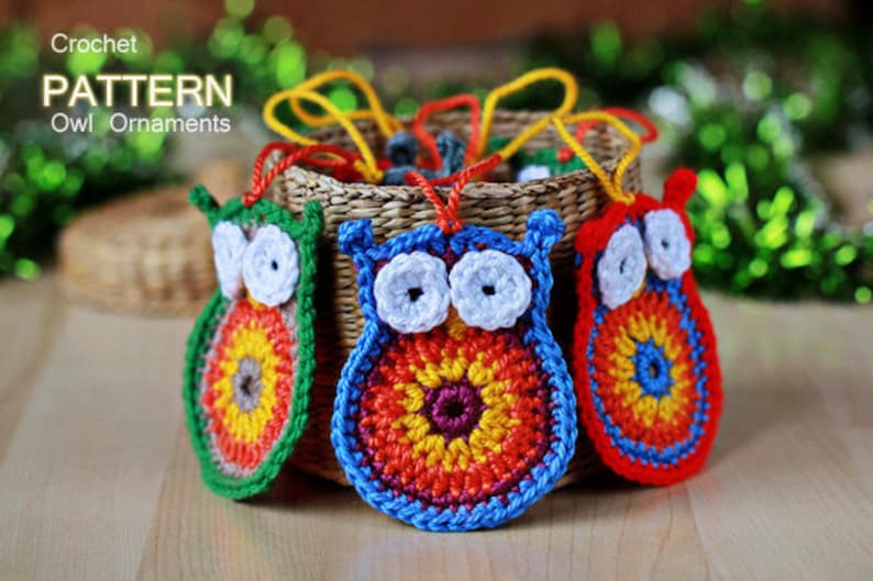 Crochet Pattern Crochet Owl Ornaments Pattern No. 012 INSTANT DIGITAL DOWNLOAD image 1