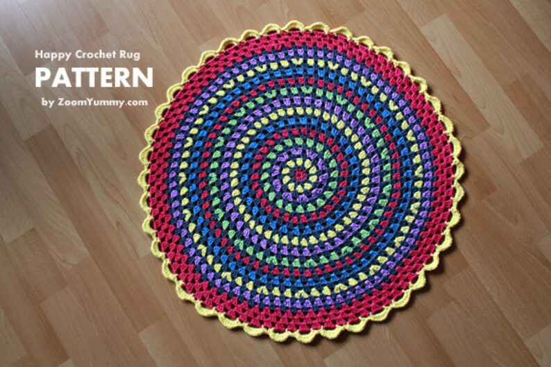 Crochet Pattern Happy Crochet Rug Pattern No. 030 INSTANT DIGITAL DOWNLOAD image 3