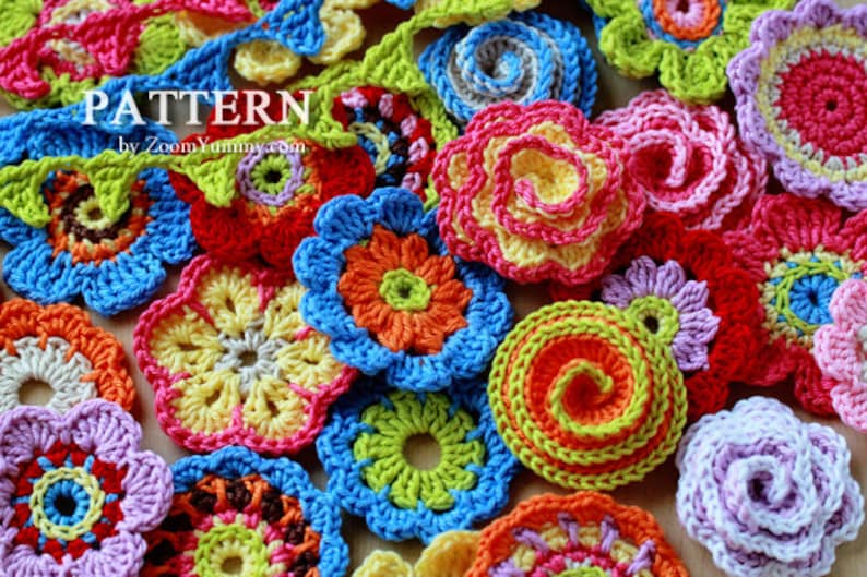 Crochet Patterns Big Flower Party Pattern No. 001 INSTANT DIGITAL DOWNLOAD image 1